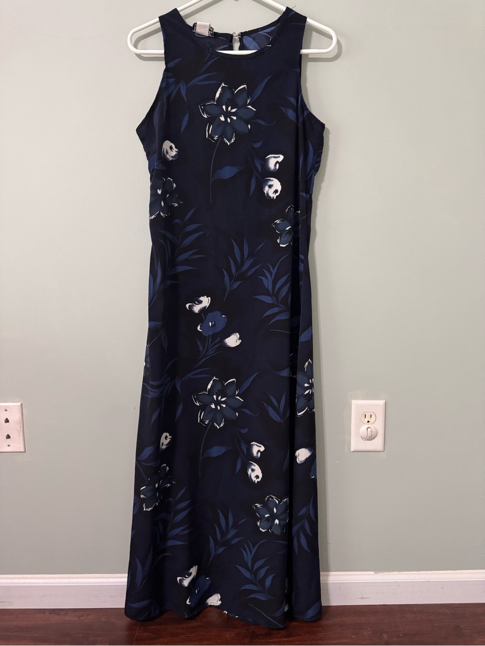 Vintage L.A.N.Y Maxi Sundress Floral Leaf USA Made Whimsigoth Boho Chic Sz S